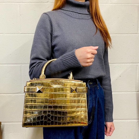Michael Kors Handbags - Michael Kors Gold Leather Alligator